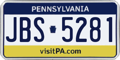 PA license plate JBS5281