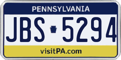 PA license plate JBS5294