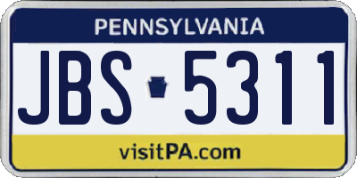PA license plate JBS5311