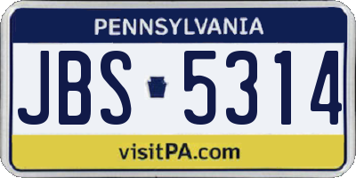 PA license plate JBS5314