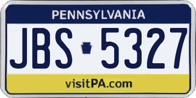 PA license plate JBS5327