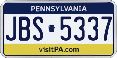 PA license plate JBS5337