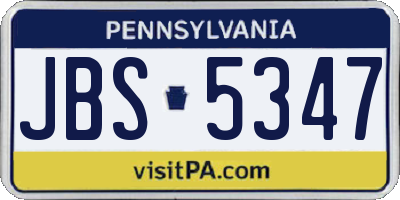 PA license plate JBS5347