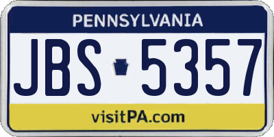 PA license plate JBS5357