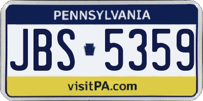 PA license plate JBS5359