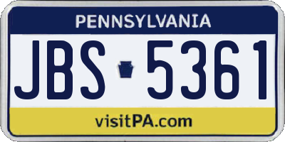 PA license plate JBS5361