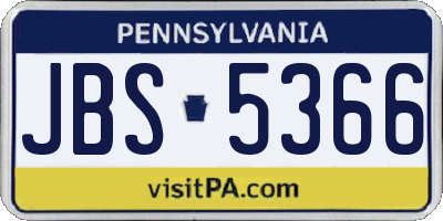 PA license plate JBS5366