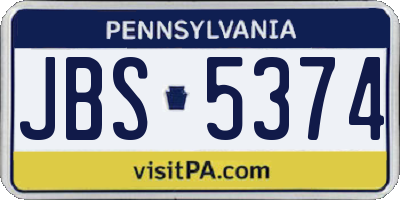 PA license plate JBS5374