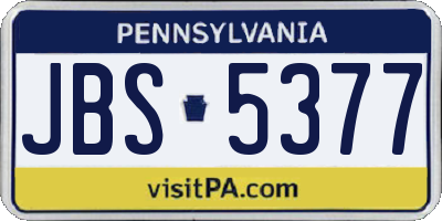 PA license plate JBS5377