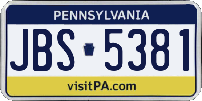PA license plate JBS5381