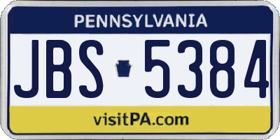 PA license plate JBS5384