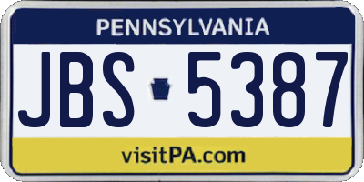 PA license plate JBS5387