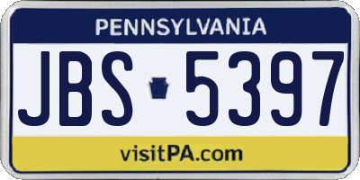 PA license plate JBS5397