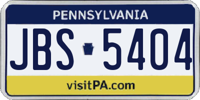 PA license plate JBS5404