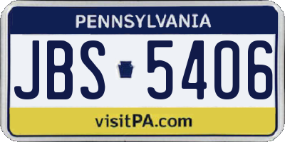PA license plate JBS5406