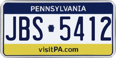 PA license plate JBS5412
