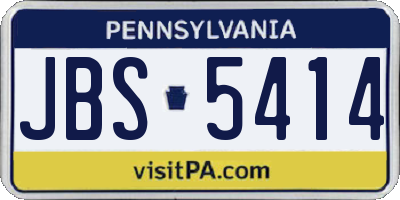 PA license plate JBS5414