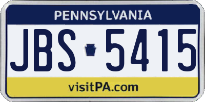 PA license plate JBS5415