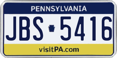 PA license plate JBS5416