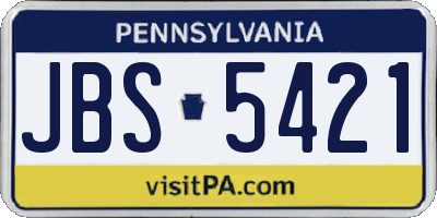 PA license plate JBS5421