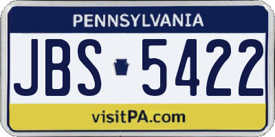 PA license plate JBS5422