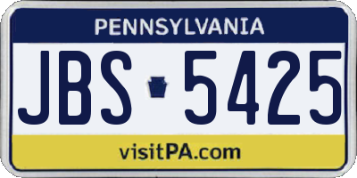 PA license plate JBS5425