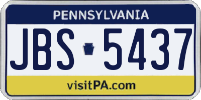 PA license plate JBS5437