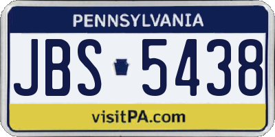 PA license plate JBS5438