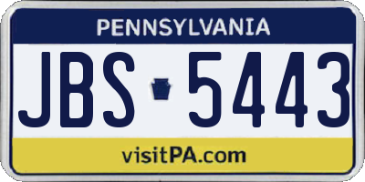 PA license plate JBS5443