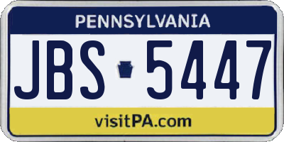 PA license plate JBS5447