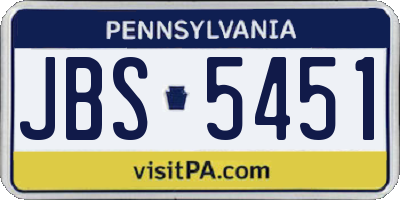 PA license plate JBS5451