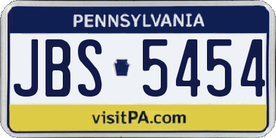 PA license plate JBS5454