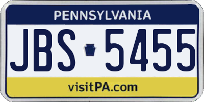 PA license plate JBS5455