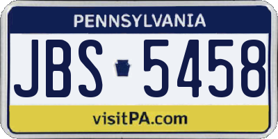 PA license plate JBS5458