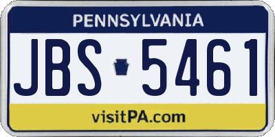 PA license plate JBS5461