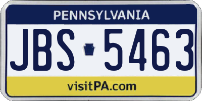 PA license plate JBS5463