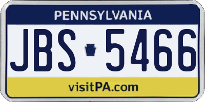 PA license plate JBS5466