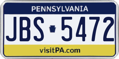 PA license plate JBS5472