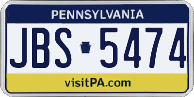 PA license plate JBS5474