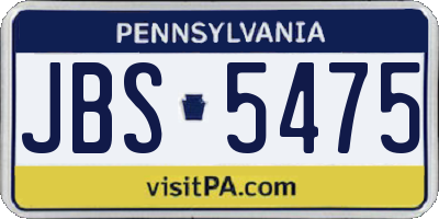 PA license plate JBS5475