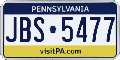 PA license plate JBS5477