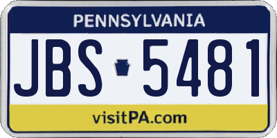 PA license plate JBS5481