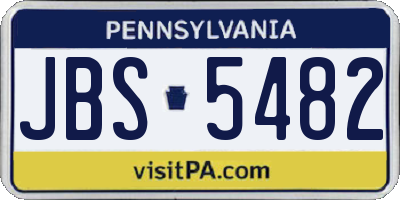 PA license plate JBS5482