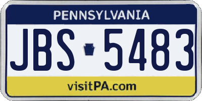 PA license plate JBS5483