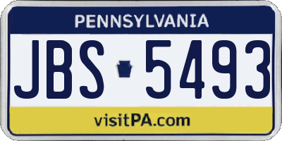 PA license plate JBS5493