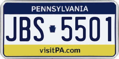 PA license plate JBS5501