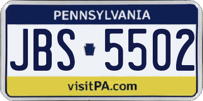 PA license plate JBS5502