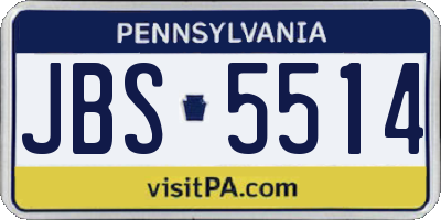 PA license plate JBS5514