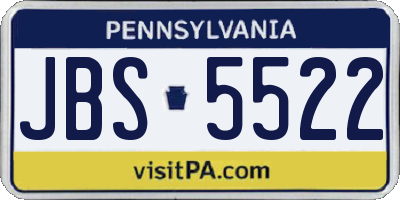 PA license plate JBS5522