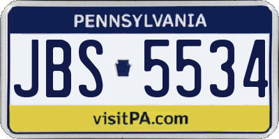 PA license plate JBS5534